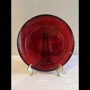 Set of 3 Ruby Red Luminarc Arcoroc Cristal D'Arques Durand 10" Dinner Plates
